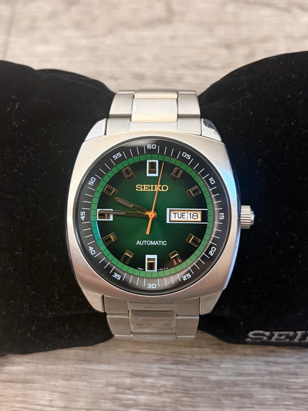 Seiko Green Dial Stainless Steel Bracelet Watch SNKM97 Recraft Series